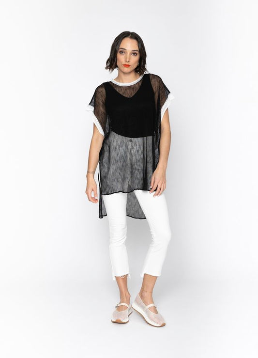 BLACKLIST LORENZA TUNIC - BLACK + WHITE TRIM