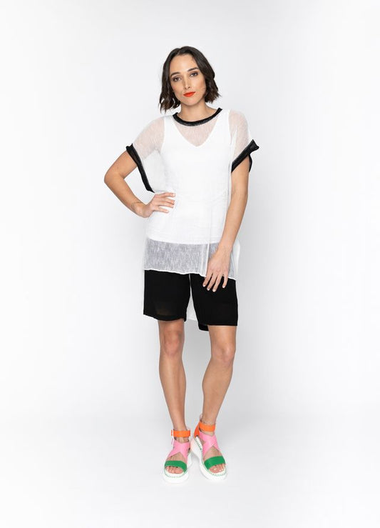 BLACKLIST LORENZA TUNIC - WHITE + BLACK TRIM
