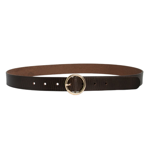 LOOP LEATHER BELT LEAH - CHOCOLATE