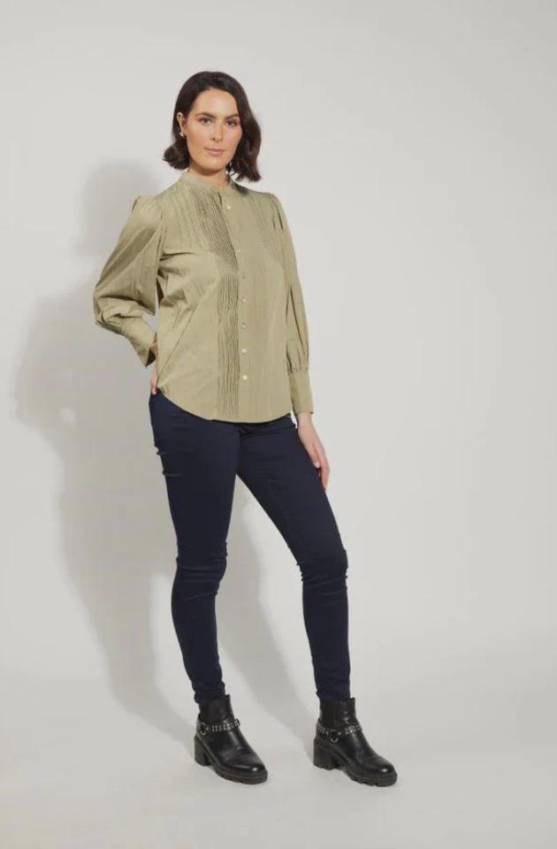 DRAMA THE LABEL BEDFORD BLOUSE - SOFT GREEN - 1245
