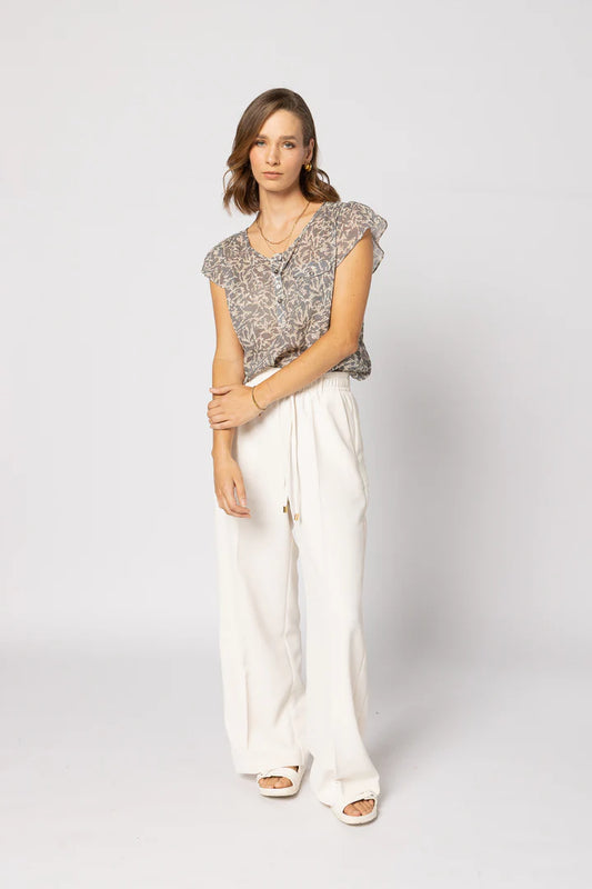 DRAMA THE LABEL TEA TIME TOP - SILVER CLOUD