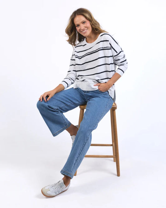 FOXWOOD JAYNE STRIPE THROW ON TOP - WHITE