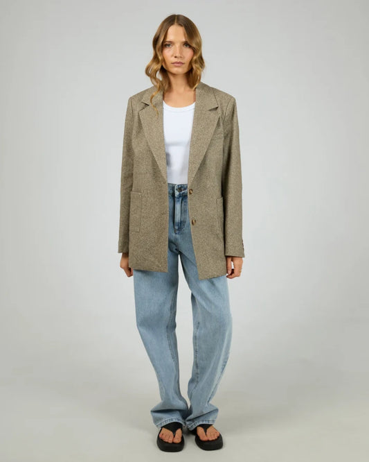 SILENT THEORY OPAL TEXTURED BLAZER - BROWN