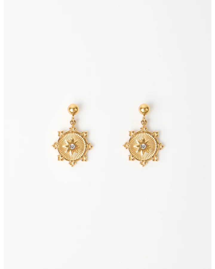 STELLA & GEMMA EARRING - GOLD MEDALLION