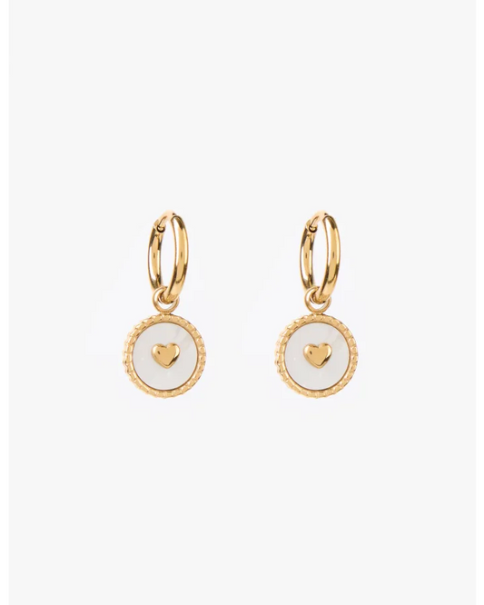 STELLA & GEMMA EARRING - GOLD SHELL MINI HEART