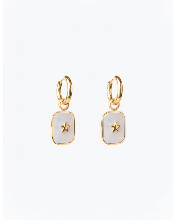 STELLA & GEMMA EARRING - GOLD SHELL SQUARE MINI STAR