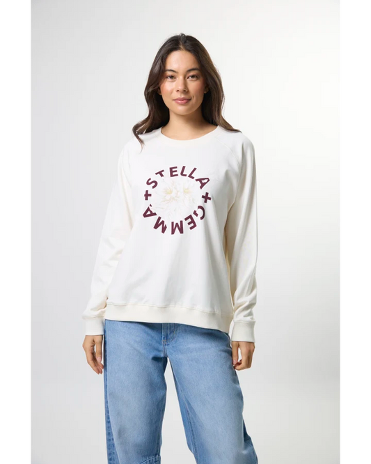 STELLA & GEMMA CLASSIC SWEAT - CREAM BURGANDY