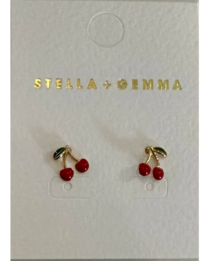 STELLA & GEMMA EARRING - GOLD RED CHERRIES