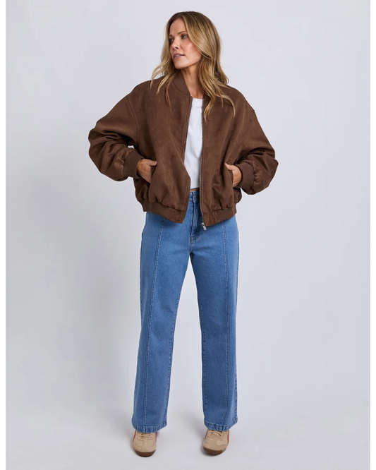 FOXWOOD EVIE SUEDE BOMBER - CHOCOLATE