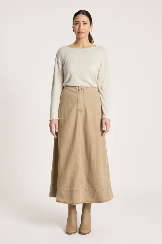 EB & IVE - BODHI DENIM SKIRT - FAWN