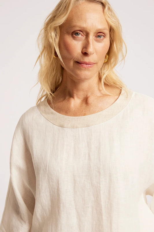 EB & IVE MARIS RELAXED SPLICE TOP - WHITE/TUSK
