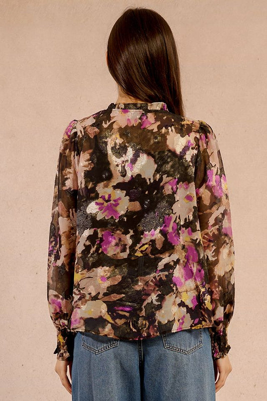 MOLLY BRACKEN WOVEN BLOUSE - BLACK CLOTILDE