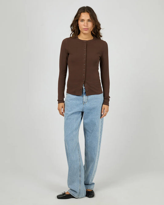 SILENT THEORY BUTTON UP L/S TEE - CHOCOLATE