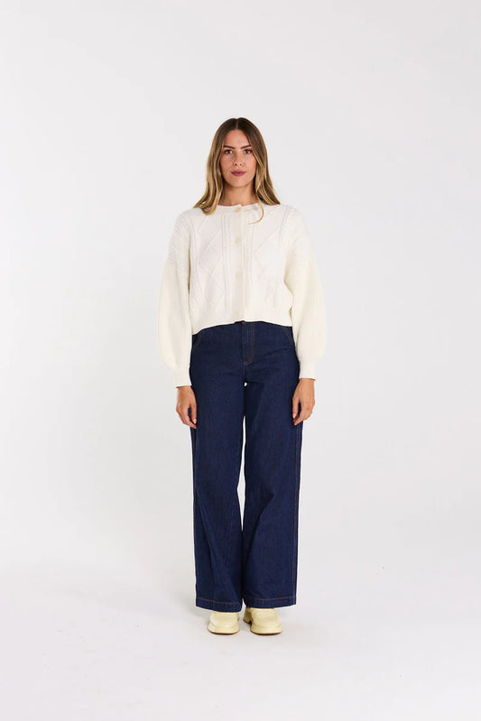 THING THING FLOURISH CARDIGAN - MILKY BAR
