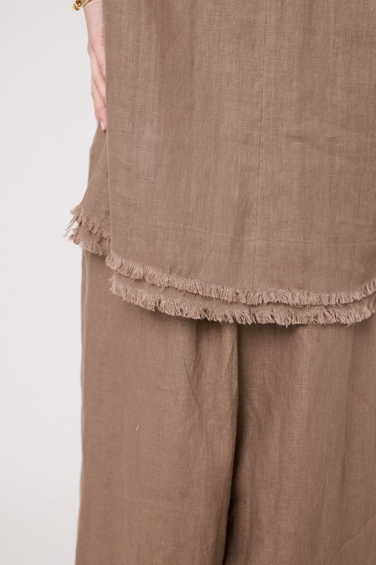 LEMON TREE DESIGN - CAROLA LINEN TOP - MOCHA - 271LTDSS25