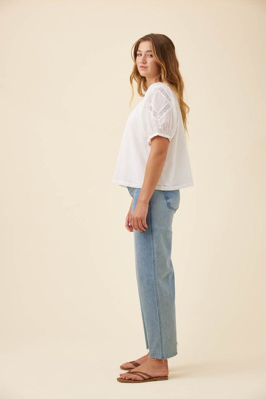ISLE OF MINE FRANCES BUTTON TOP - WHITE