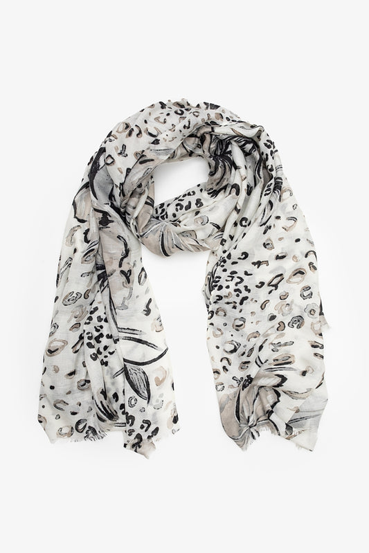 ANTLER SAFARI BLOOM SCARF - WHITE/BLACK