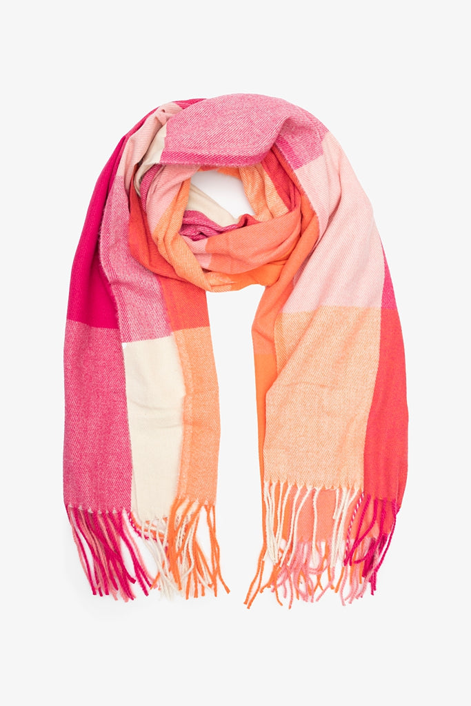 ANTLER - FRUIT LOOP CHECK SCARF - PINK