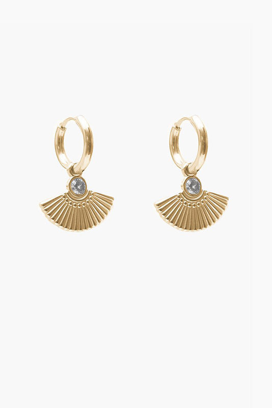 ANTLER FAN HUGGIE EARRING - GOLD