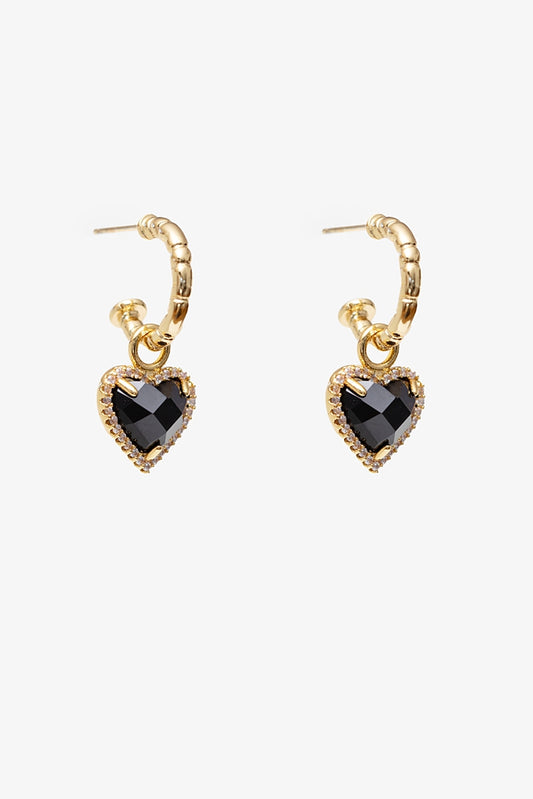 ANTLER TWILIGHT HEART EARRING - BLACK