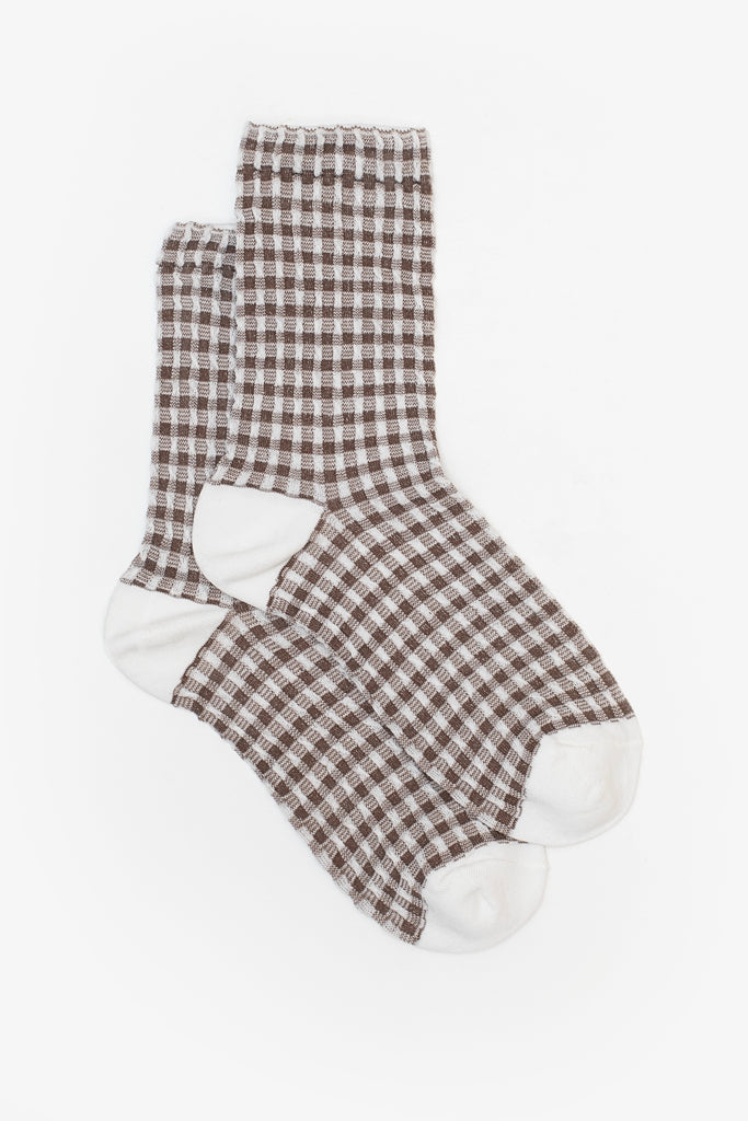 ANTLER - COCOA GINGHAM SOCK