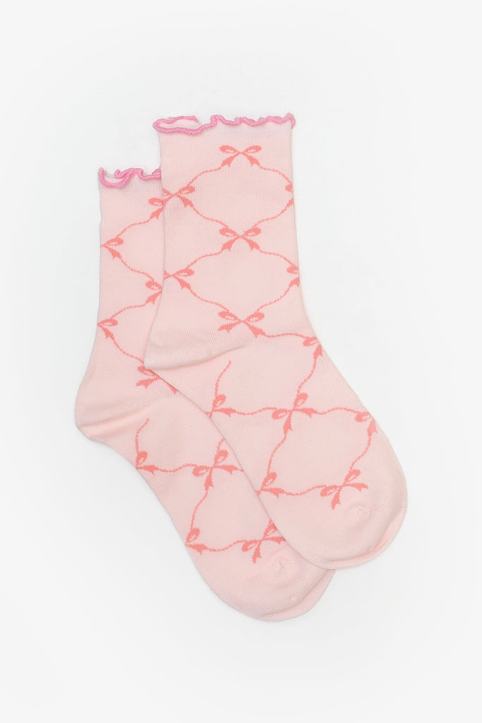 ANTLER BOW LATTICE SOCK - ROSE