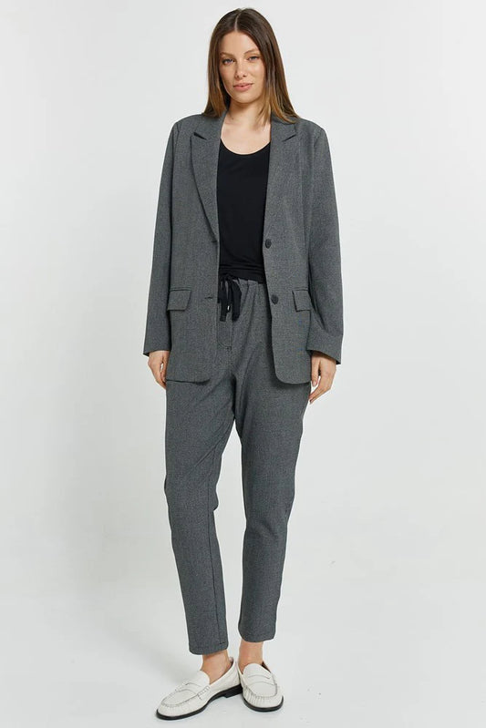 BETTY BASICS KENZIE JOGGER - GREY CHECK - BLACK