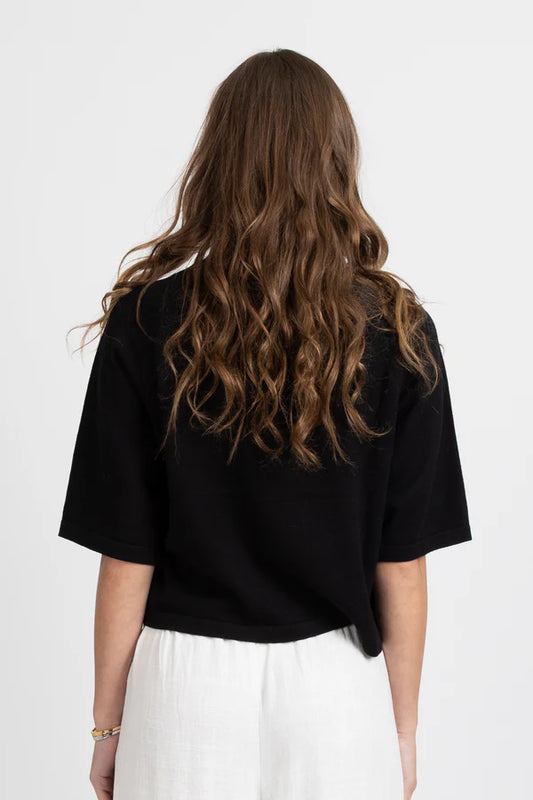 FEDERATION BADGE KNIT TOP - BLACK