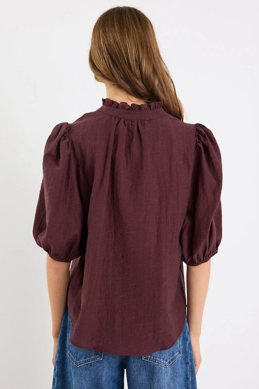 IVY & JACK CONTINUANCE BUTTONED TOP - CHOCOLATE