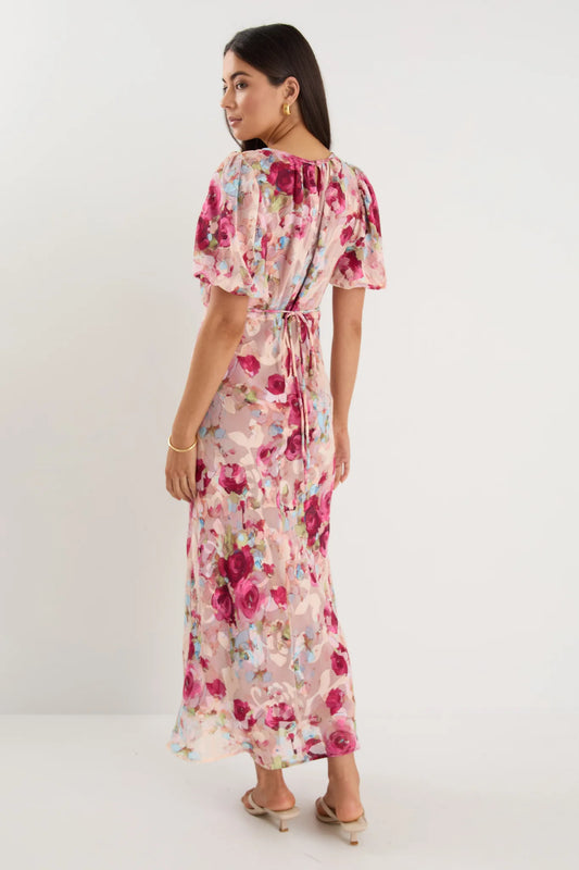GEORGIA MAE EXQUISITE MIDI DRESS - PAINTED ROSE