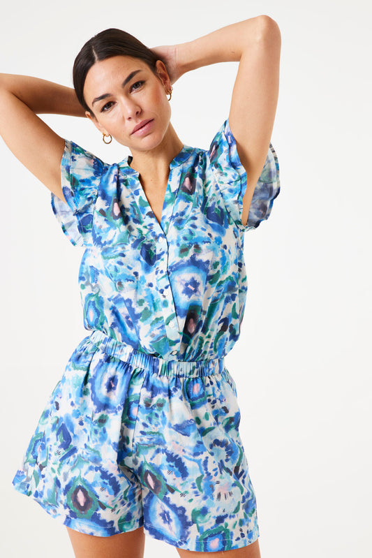 GARCIA PRINTED BLOUSE - BLUE WAVE