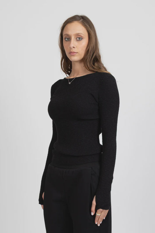 FEDERATION HARPER LS TOP - BLACK