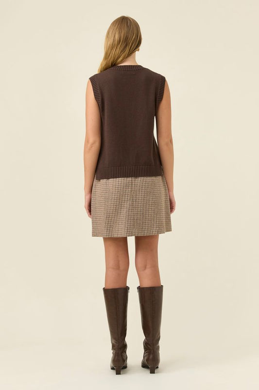 ISLE OF MINE - DARBY KNIT VEST - CHOCOLATE