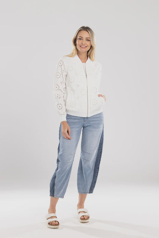 MI MOSO BRODERIE BOMBER - WHITE