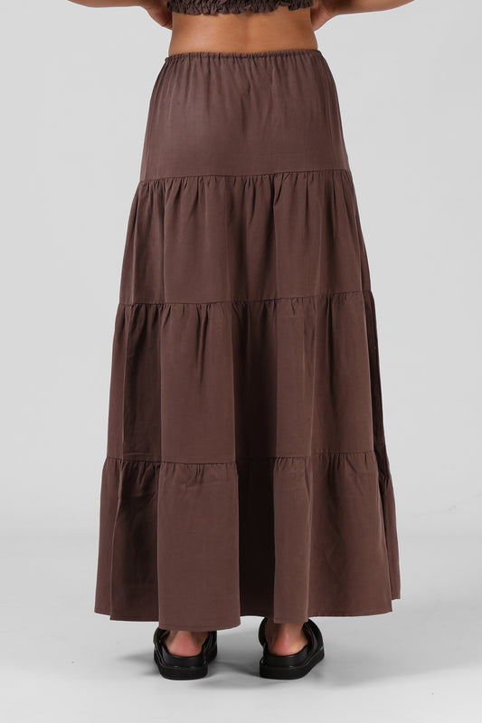 RPM CLOTHING - RUBY MAXI SKIRT - CHOCOLATE