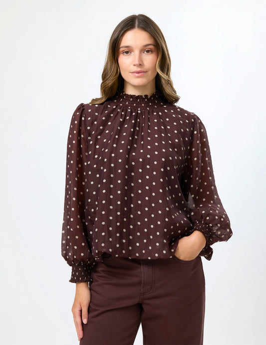 STELLA & GEMMA SUE BLOUSE - CHOC SPOT