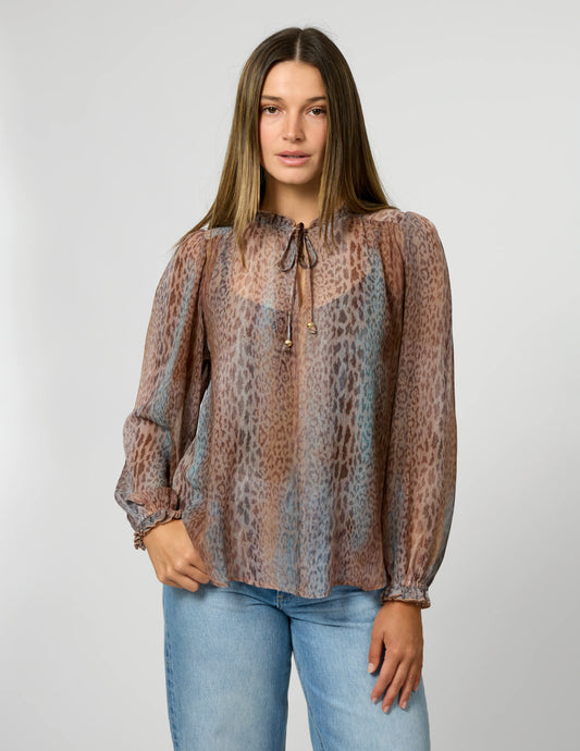 STELLA & GEMMA DIXIE BLOUSE - SPRING LEOPARD