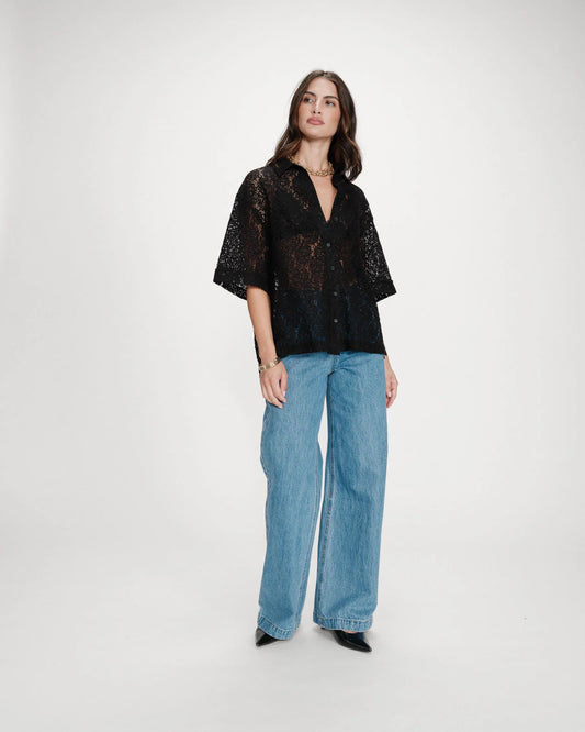 GRACE & MILA VENDEL SHIRT - BLACK
