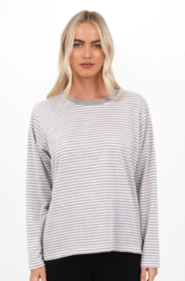 TITCHIE ANYTIME L/S TEE - GREY/WHITE - TG5018W