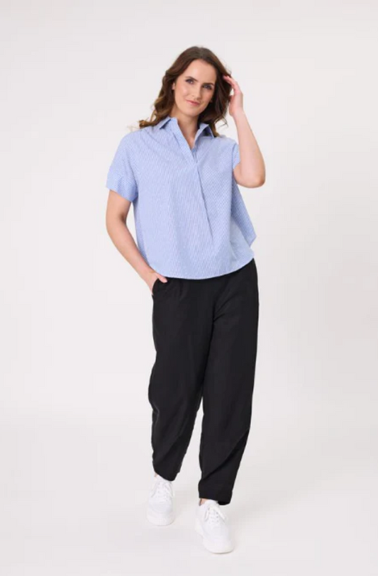 LEMON TREE DESIGN - DORA STRIPE TOP - BLUE - 214LTDSS25