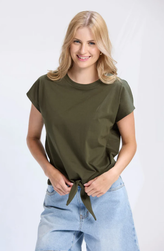 STELLA & GEMMA TOP KNOT TOP - ARMY - ES25SS362