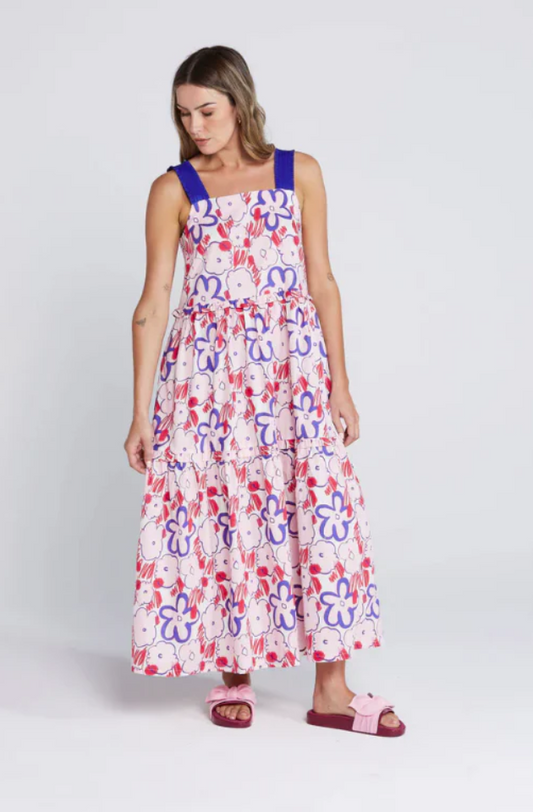 THING THING ZIGGY FRILL ZAG DRESS - SQUGGLE BLOOM - TTW8575 02