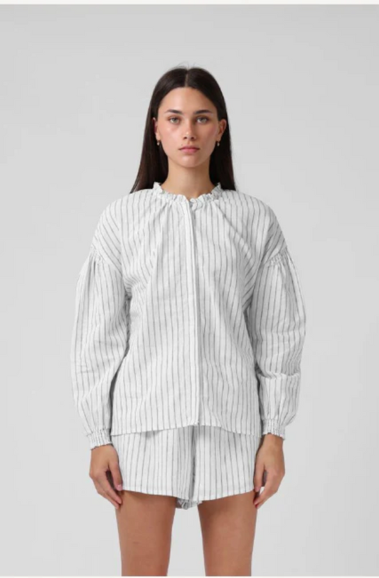 RPM MFG CLOTHING - OLIVE BLOUSE - WHITE STRIPE - 25P57B