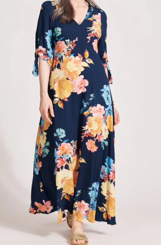EB & IVE PARISIO TIE MAXI DRESS - INDIGO BLOOM - 2601517
