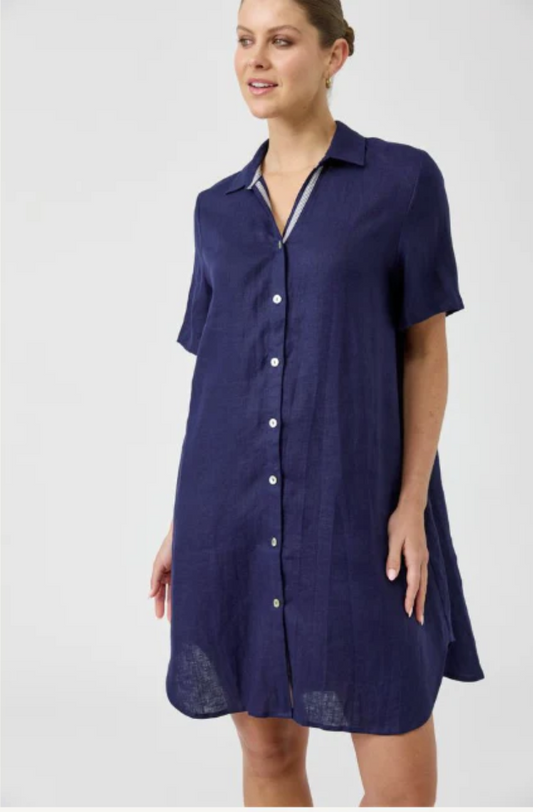 EB & IVE STUDIO SHORT SHIRT DRESS - INDIGO - 2593416