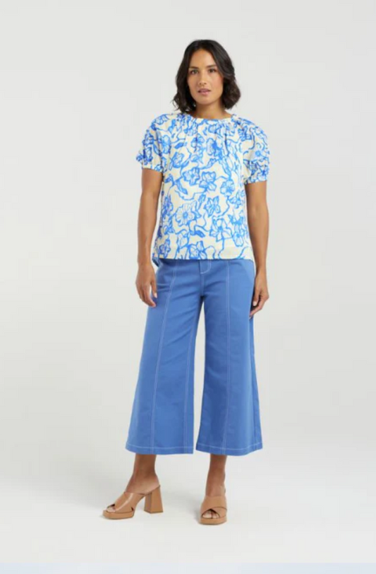 ET ALIA KYLA TOP - FLOWERBOMB BLUE - EA9016-2