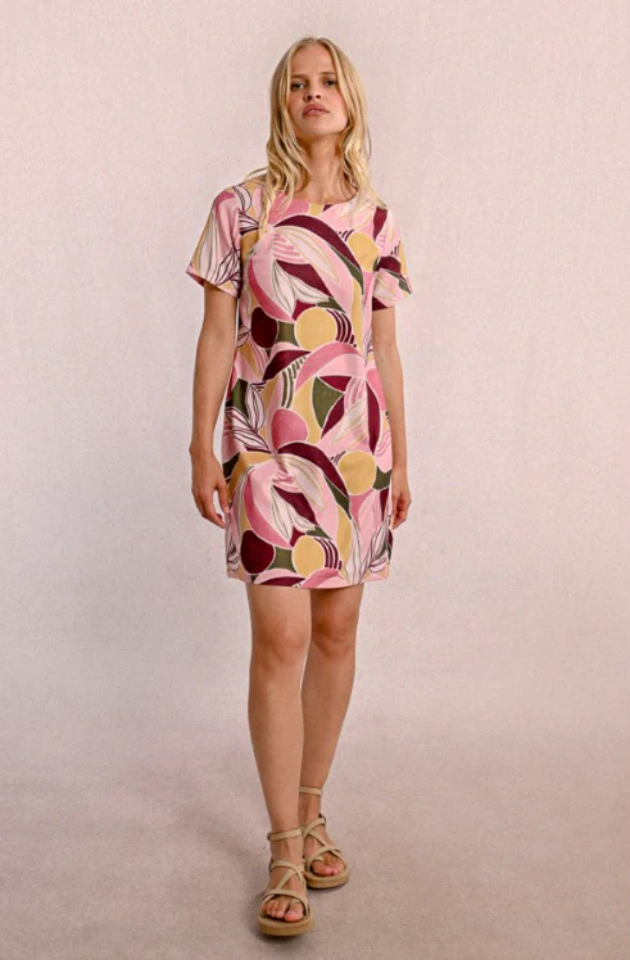 MOLLY BRACKEN LADIES WOVEN DRESS - LIGHT PINK DEEPA