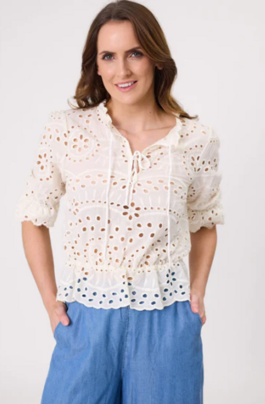 LEMON TREE DESIGN MILANA LACE TOP - CREAM - 249LTDSS25