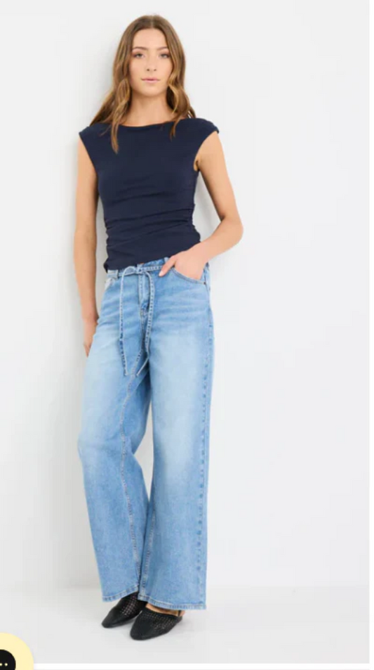 STORIES TO BE TOLD COLLEGE TIE BELT JEAN - LIGHT BLUE