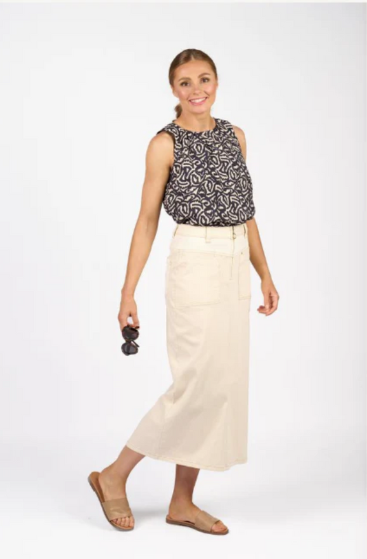 KNEWE SPIN SKIRT - NATURAL DENIM - K4038